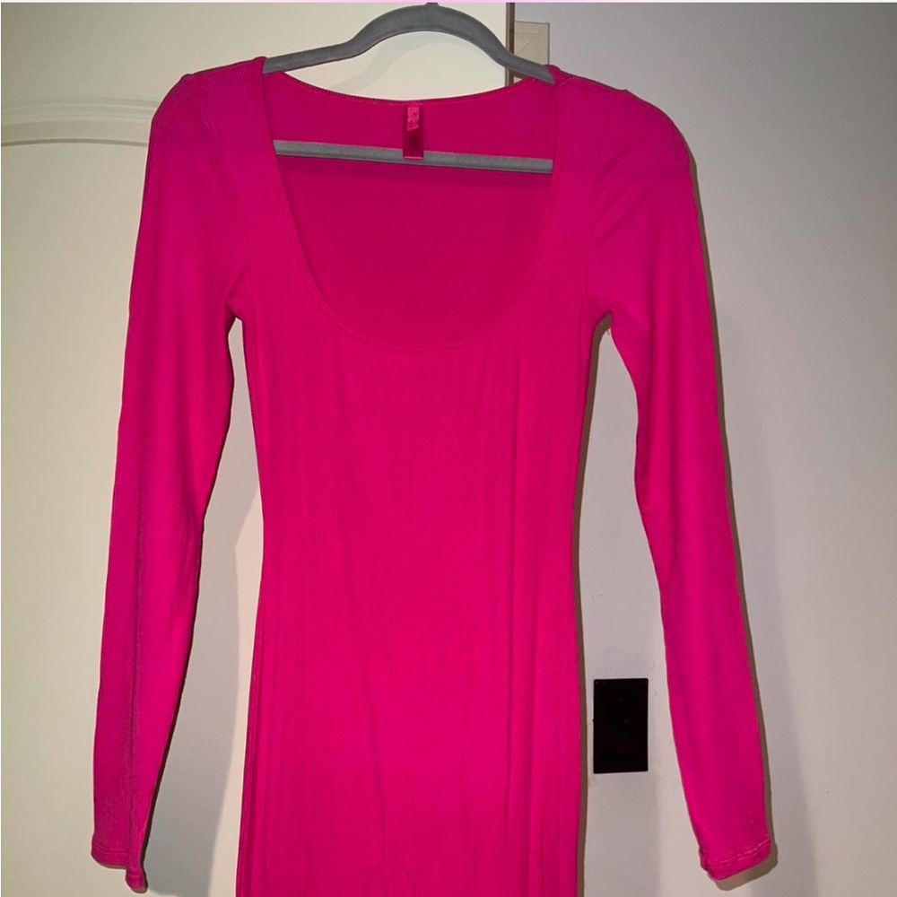 SKIMS Pink long sleeve maxi dress